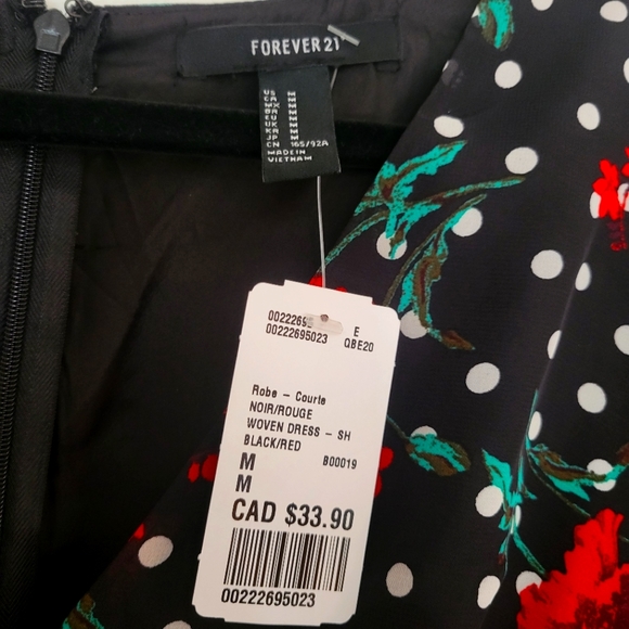 Forever 21 NWT Rose and Polka Dot Dress Size Medium - Picture 3 of 8